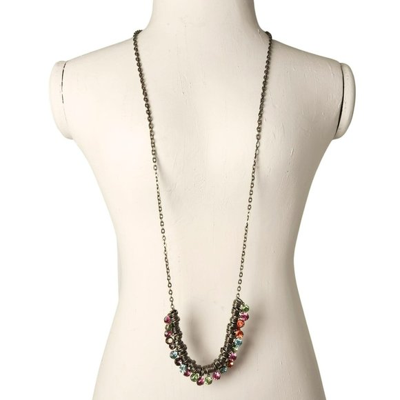 Vintage Multicolor Rhinestone Chainlink Necklace 32 in. - Picture 5 of 8